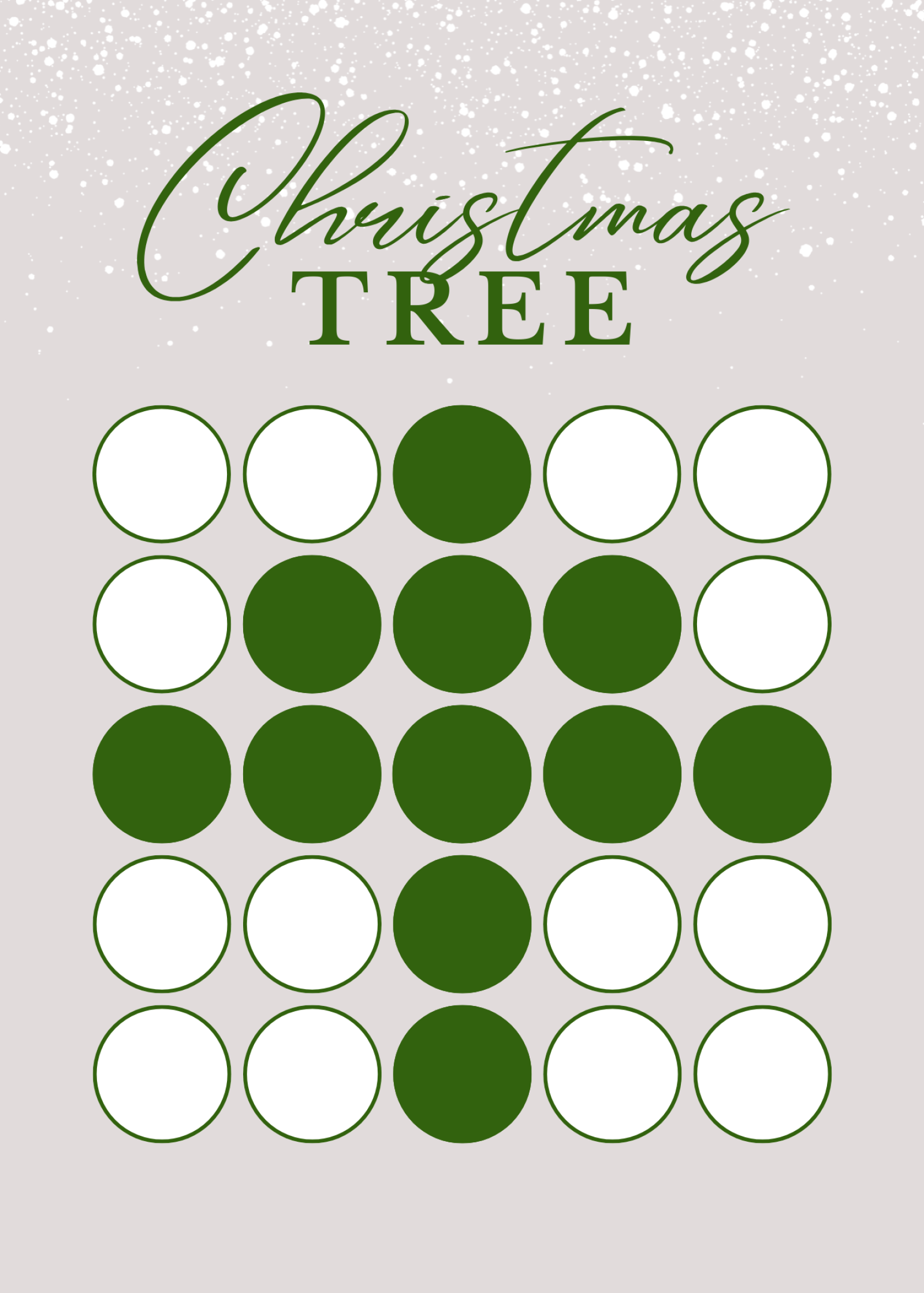 Xmas tree bingo card